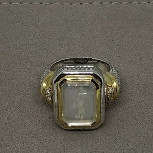 Judith Ripka Diamond 18K Gold Sterling Silver Ring